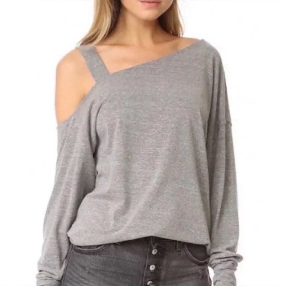 We the Free Saratoga One Shoulder Top Grey Large